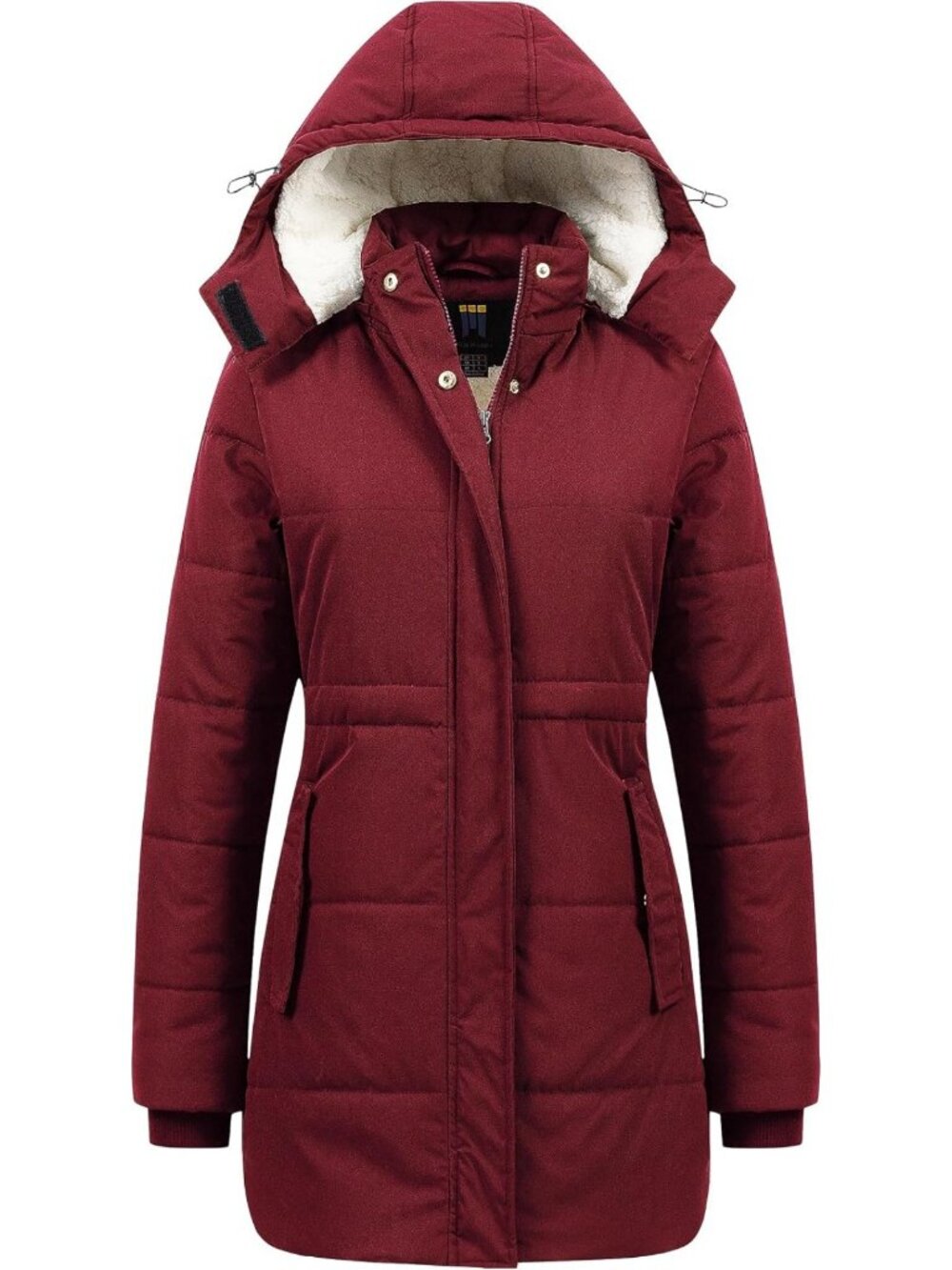 Cozy Women's Sherpa Winter Coat - Puffy Warm Snow Jacket with Removable Hood